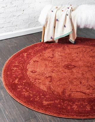 Unique Loom La Jolla T-8636 Rust Red Area Rug Round Lifestyle Image