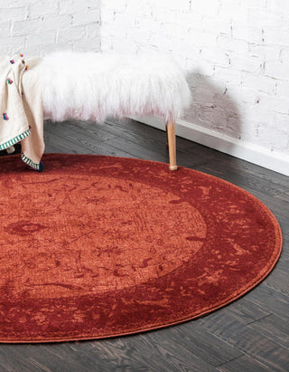 Unique Loom La Jolla T-8636 Rust Red Area Rug Round Lifestyle Image