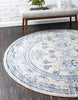 Unique Loom La Jolla T-8769 Ivory Blue Area Rug Round Lifestyle Image