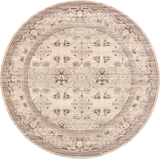 Unique Loom La Jolla T-8769 Ivory Area Rug Round Top-down Image