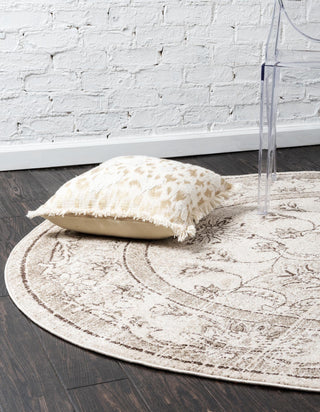 Unique Loom La Jolla T-8769 Ivory Area Rug Round Lifestyle Image