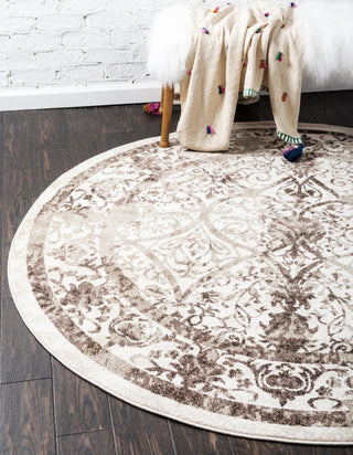 Unique Loom La Jolla T-8771 Beige Area Rug Round Lifestyle Image