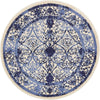 Unique Loom La Jolla T-8771 Ivory and Blue Area Rug Round Lifestyle Image