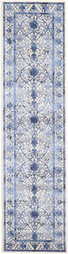 Unique Loom La Jolla T-8771 Ivory and Blue Area Rug Runner Top-down Image