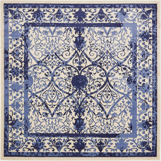 Unique Loom La Jolla T-8771 Ivory and Blue Area Rug Square Lifestyle Image