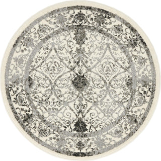 Unique Loom La Jolla T-8771 Ivory and Gray Area Rug Round Top-down Image