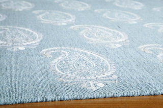 Momeni Lace Embroided LAC-1 Soft Blue Area Rug Corner Shot