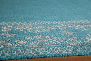 Momeni Lace Embroided LAC-2 Teal Area Rug Corner Shot