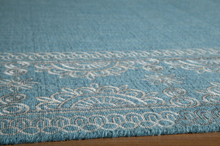 Momeni Lace Embroided LAC-2 Teal Area Rug Closeup