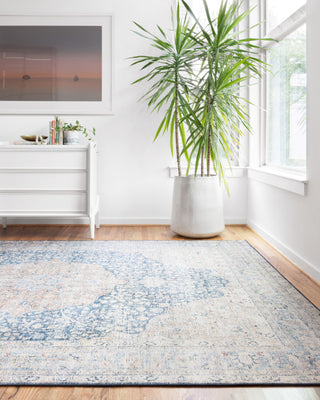 Loloi II Layla LAY-07 Blue/Tangerine Area Rug Room Scene Featured