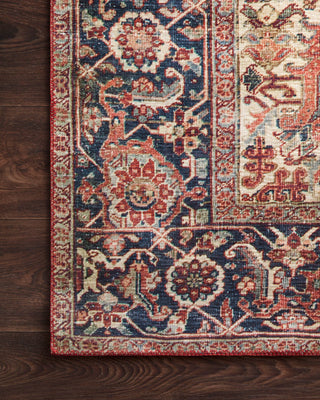 Loloi II Layla LAY-08 Red/Navy Area Rug Corner On Wood