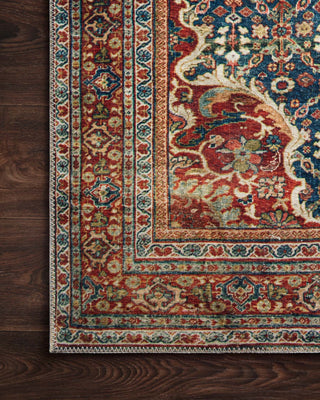 Loloi II Layla LAY-09 Cobalt Blue/Spice Area Rug Corner On Wood