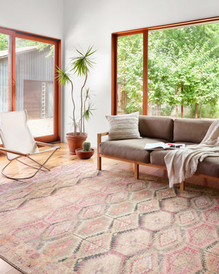 Loloi II Layla LAY-17 Pink/Lagoon Area Rug Lifestyle Image Feature