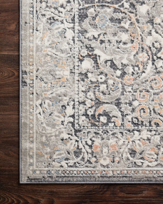 Loloi II Lucia LUC-04 Grey/Mist Area Rug Corner On Wood