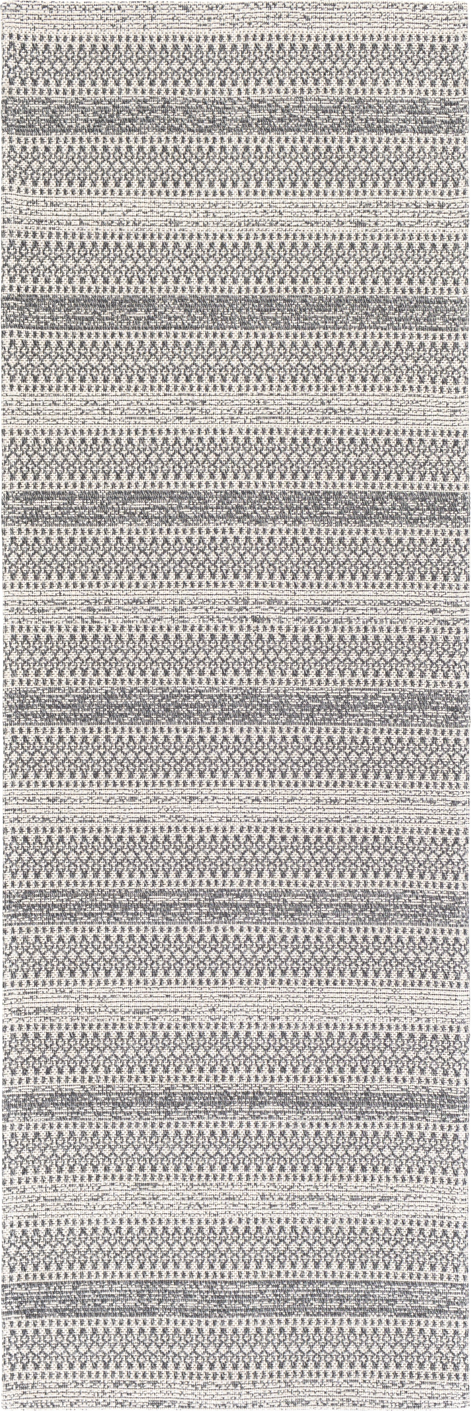 Black & White Cotton Door mat Rug Indoor Outdoor - 2x3' Zig Zag