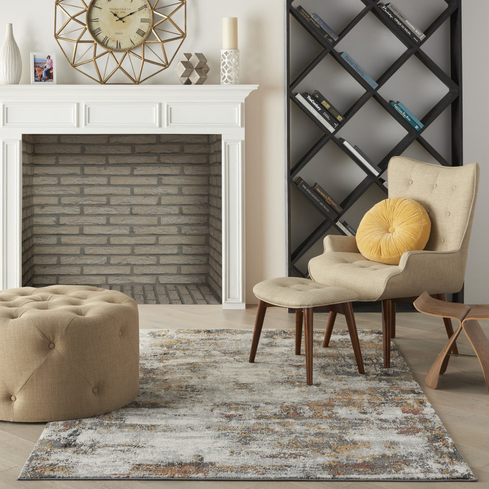Nourison Ludlow LDW03 Grey/Multi Area Rug Room Scene Feature