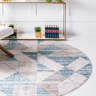 Unique Loom Leipzig T-LPZG1 Blue Area Rug Round Lifestyle Image