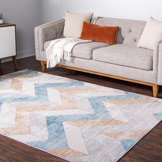 Unique Loom Leipzig T-LPZG2 Blue Area Rug Rectangle Lifestyle Image Feature