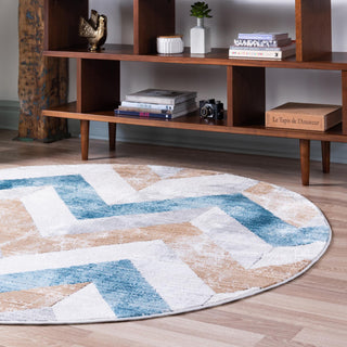 Unique Loom Leipzig T-LPZG2 Blue Area Rug Round Lifestyle Image