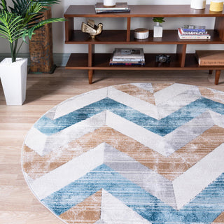 Unique Loom Leipzig T-LPZG2 Blue Area Rug Round Lifestyle Image