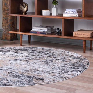 Unique Loom Leipzig T-LPZG5 Beige Area Rug Round Lifestyle Image