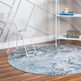 Unique Loom Leipzig T-LPZG5 Blue Area Rug Round Lifestyle Image