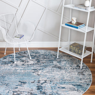 Unique Loom Leipzig T-LPZG5 Blue Area Rug Round Lifestyle Image