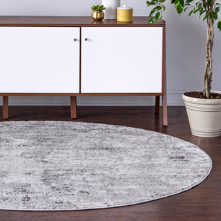 Unique Loom Leipzig T-LPZG5 Gray Area Rug Round Lifestyle Image