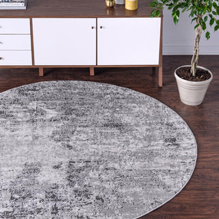 Unique Loom Leipzig T-LPZG5 Gray Area Rug Round Lifestyle Image