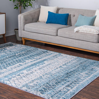 Unique Loom Leipzig T-LPZG6 Blue Area Rug Rectangle Lifestyle Image Feature