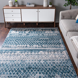 Unique Loom Leipzig T-LPZG6 Blue Area Rug Rectangle Lifestyle Image