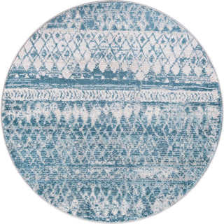 Unique Loom Leipzig T-LPZG6 Blue Area Rug Round Top-down Image