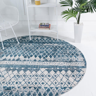 Unique Loom Leipzig T-LPZG6 Blue Area Rug Round Lifestyle Image