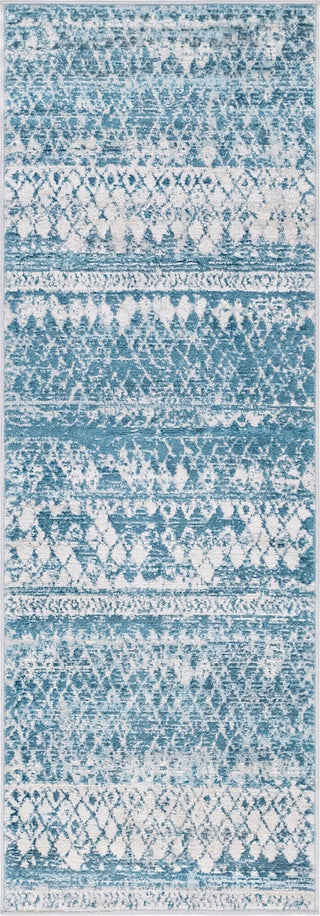 Unique Loom Leipzig T-LPZG6 Blue Area Rug Runner Top-down Image