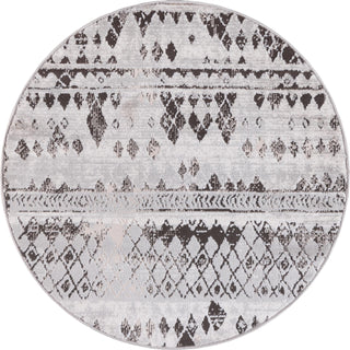 Unique Loom Leipzig T-LPZG6 Gray Area Rug Round Top-down Image