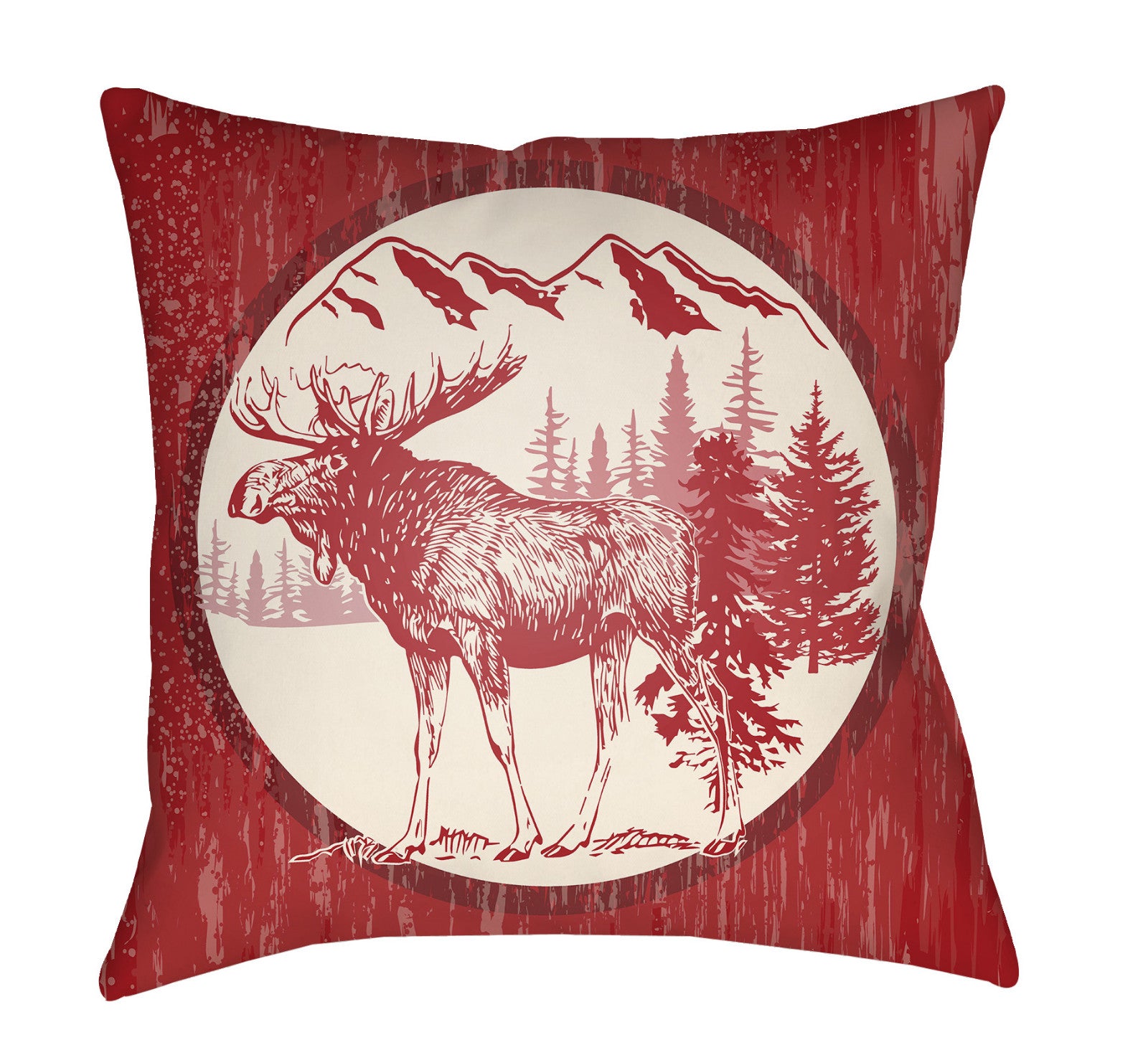 Artistic Weavers Lodge Cabin Moose Crimson Red/Beige main image