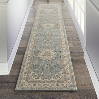 Nourison Living Treasures LI15 Aqua/Ivory Area Rug Room Scene 4