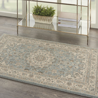 Nourison Living Treasures LI15 Aqua/Ivory Area Rug Room Scene 3