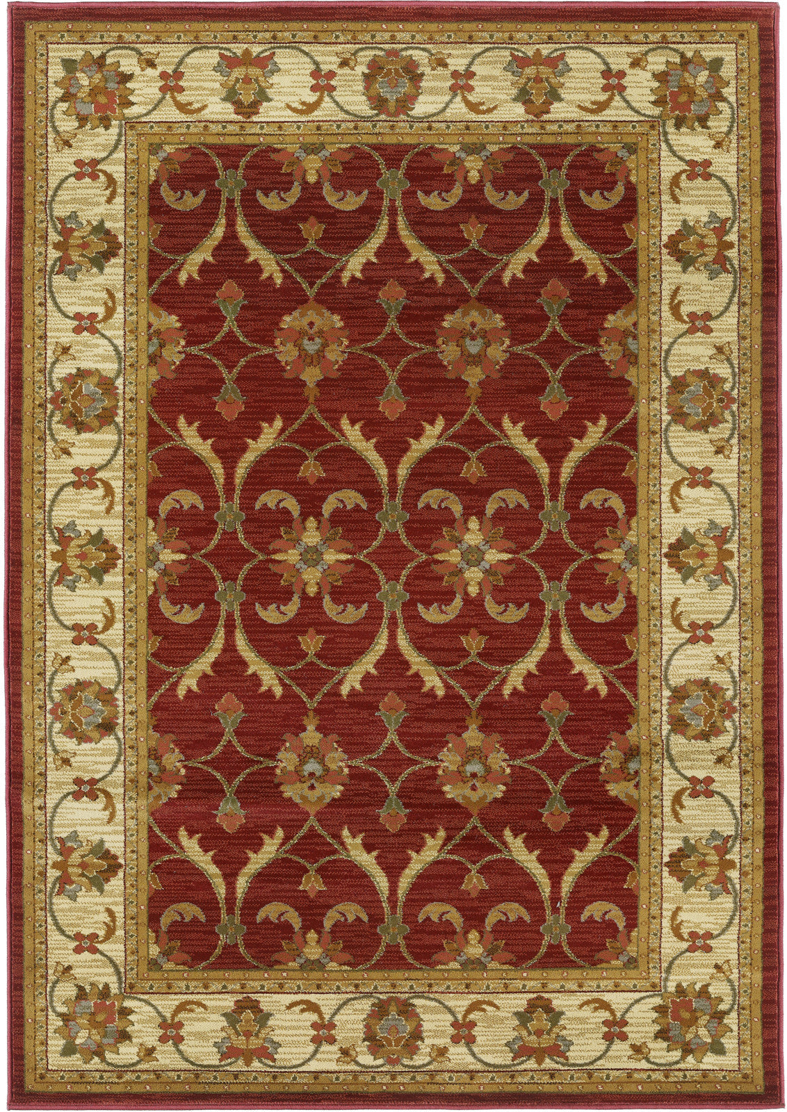 KAS Lifestyles 5468 Red/Ivory Agra Machine Woven Area Rug