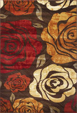 KAS Lifestyles 5479 Mocha Rose Machine Woven Area Rug