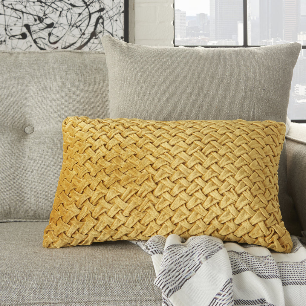 Nourison Life Styles Ruched Basketweave Gold by Mina Victory  Feature