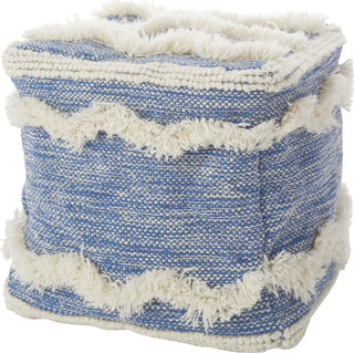 Nourison Life Styles Woven Chevron Pouf Blue by Mina Victory main image