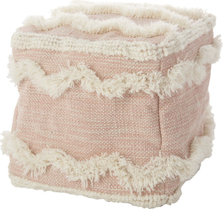 Nourison Life Styles Woven Chevron Pouf Blush by Mina Victory main image