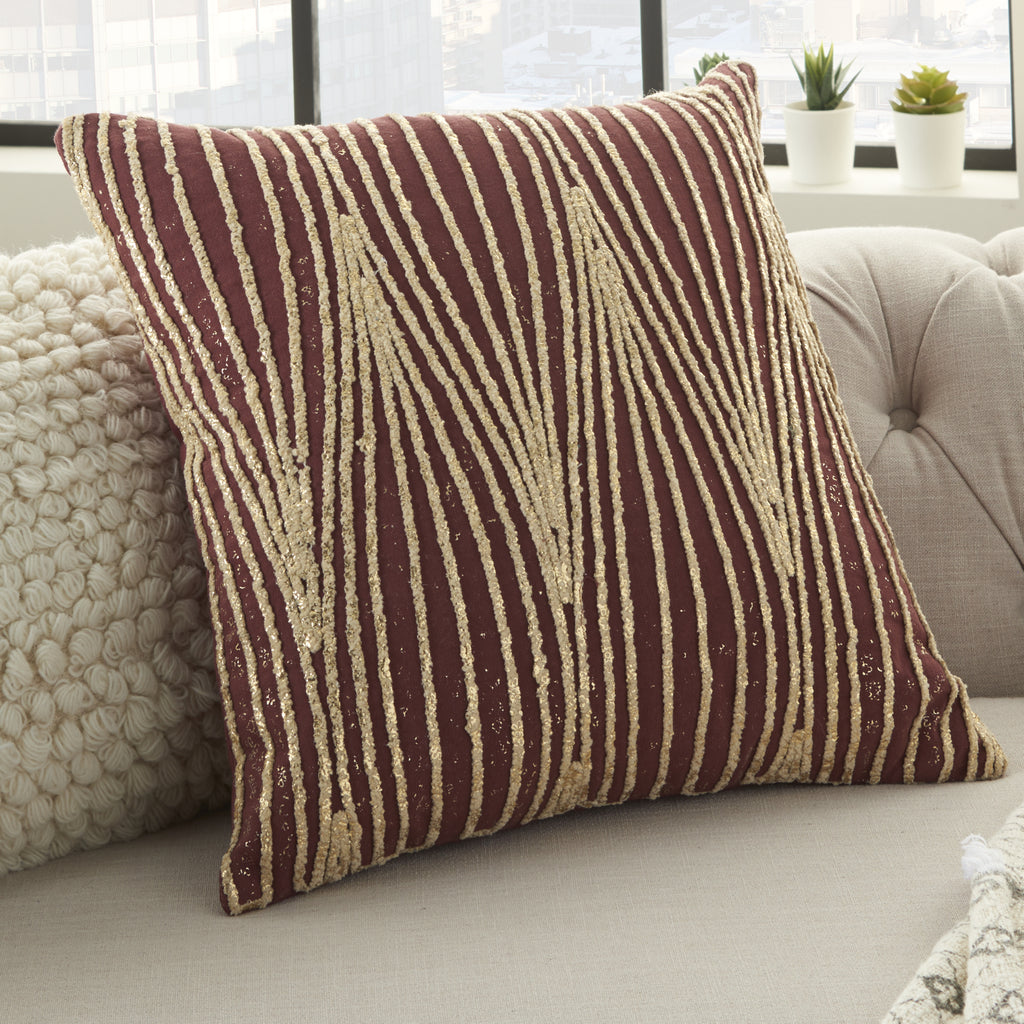 Nourison Life Styles Met Wavy Lines Maroon by Mina Victory  Feature