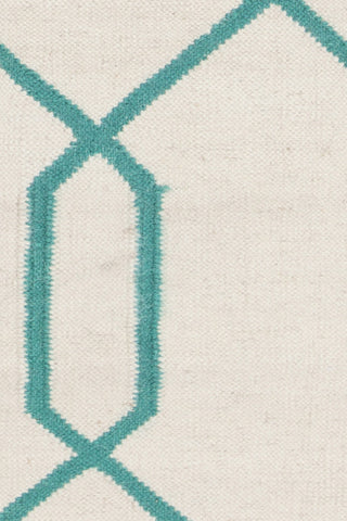 Chandra Lima LIM-25713 White/Teal Area Rug Close Up