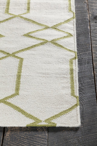 Chandra Lima LIM-25714 White/Green Area Rug Corner Shot