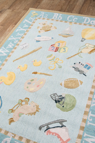 Momeni Lil Mo Classic LMI-2 Baby Blue Area Rug Corner Shot Feature