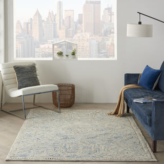 Nourison Linked LNK02 Blue/Multi Area Rug Room Scene Feature