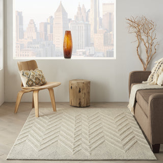 Nourison Linked LNK04 Ivory/Grey Area Rug Room Scene Feature