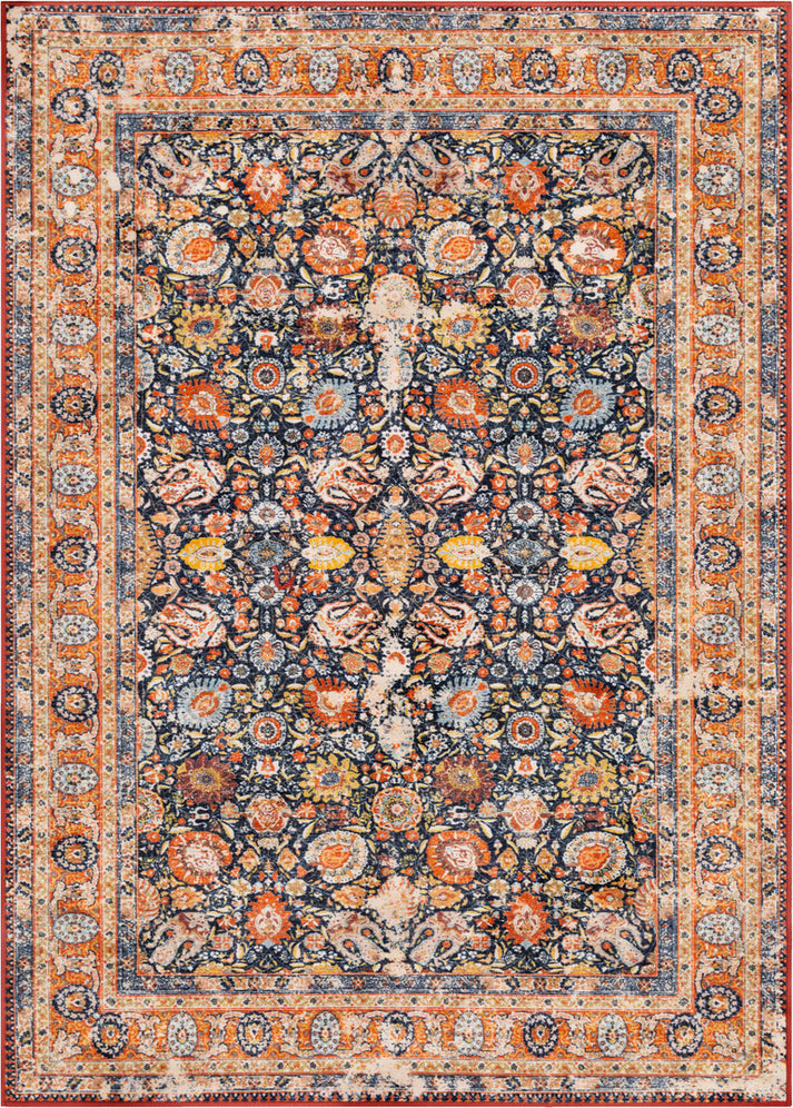Surya London LON-2304 Dark Blue Burnt Orange Mustard Sky Bright Yellow Cream Grass Green Area Rug Mirror main image